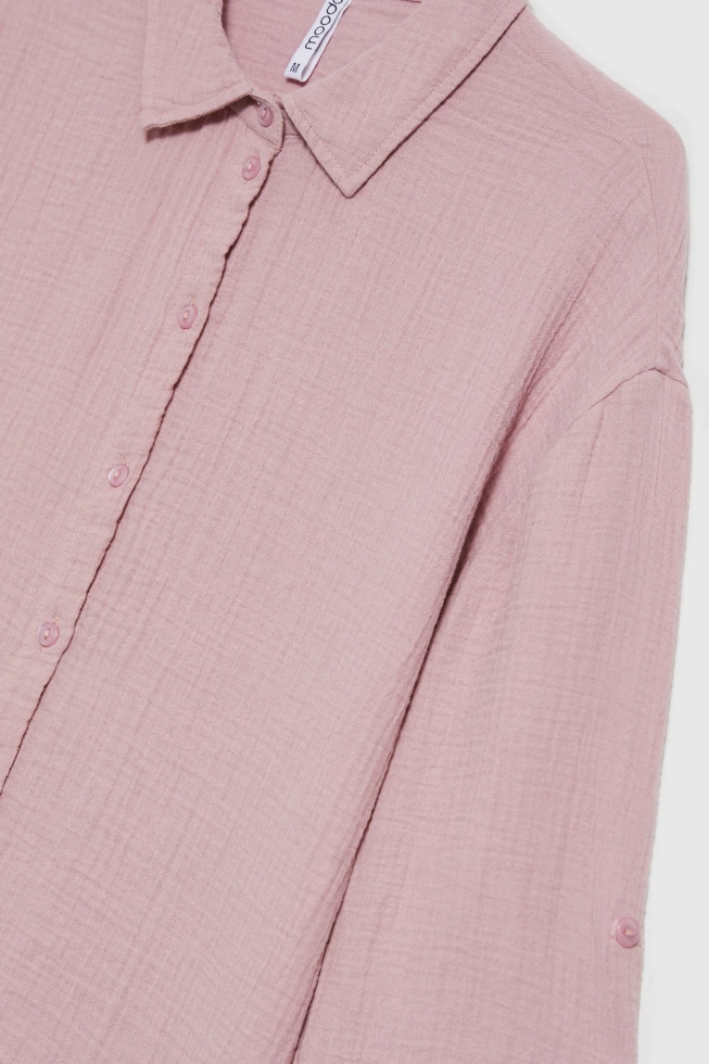 Koszula z bawełnianego muślinu różowa
