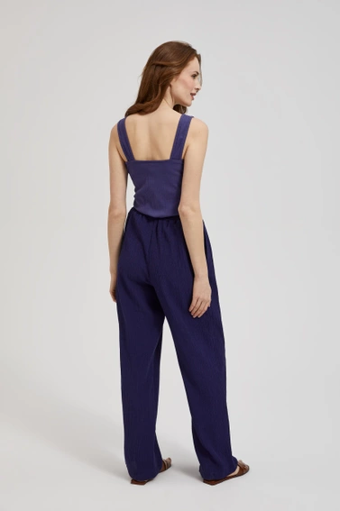 Spodnie z szerokimi nogawkami i wiązaniem fioletowe 