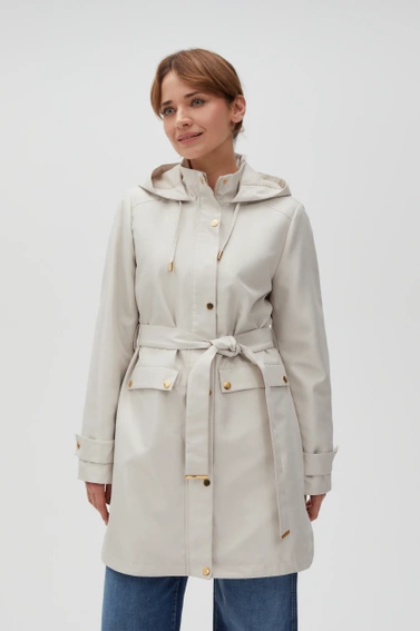 Parka z kapturem beżowa