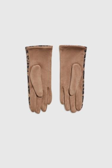 Rękawiczki w panterkę beżowe