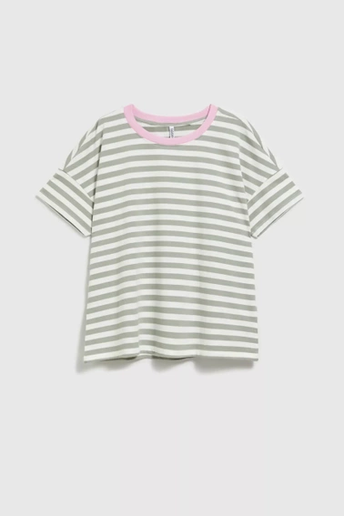 Bluza w paski oliwkowa