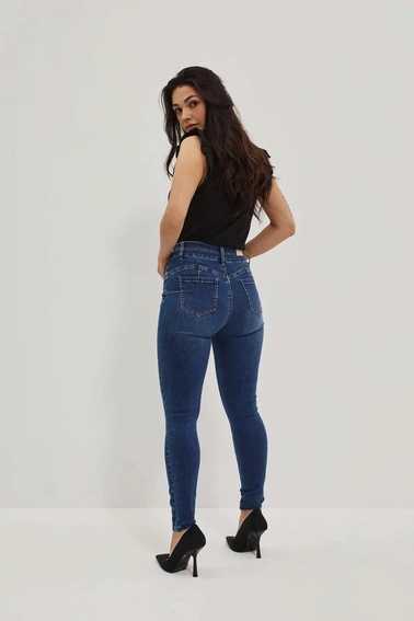 Jeansy skinny z kieszeniami ciemnoniebieskie