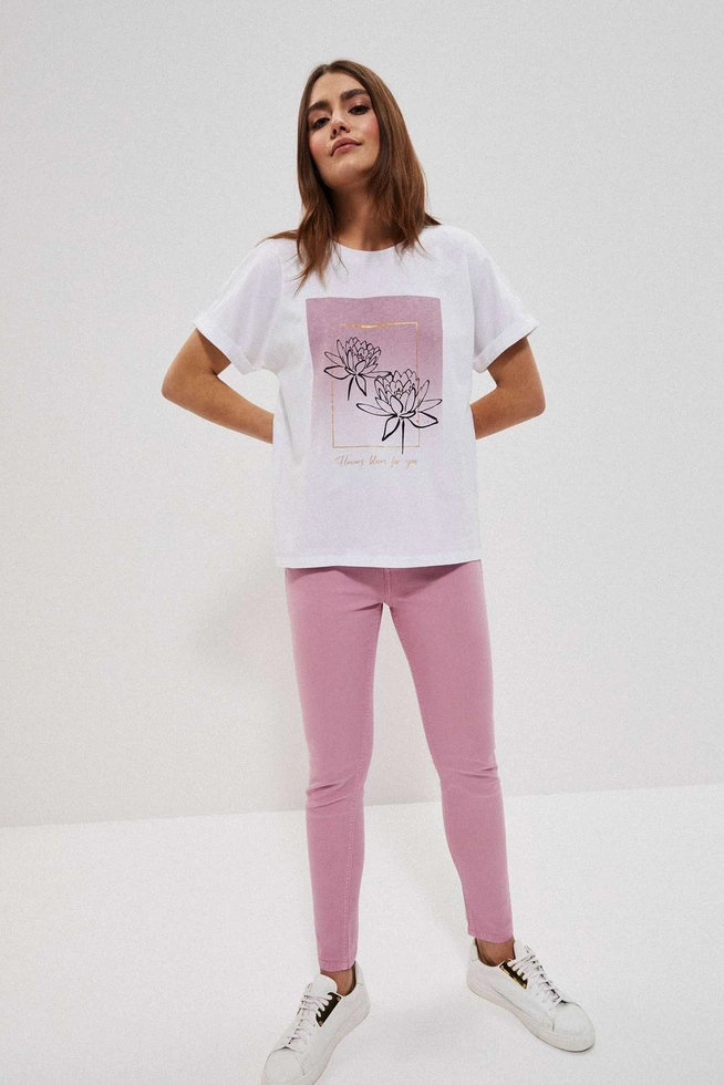 Gładkie spodnie różane