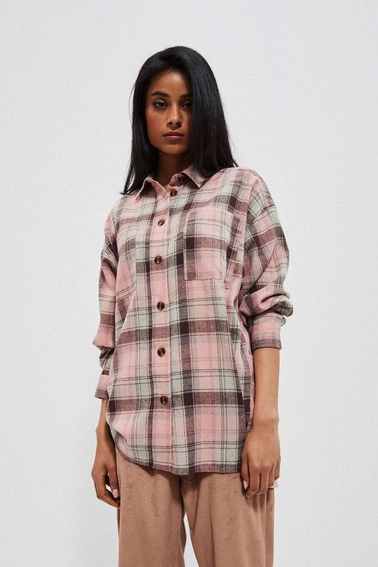 Koszula w kratę różana