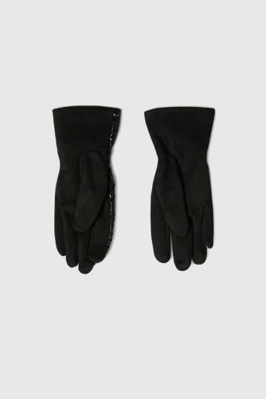 Rękawiczki z imitacji skóry czarne