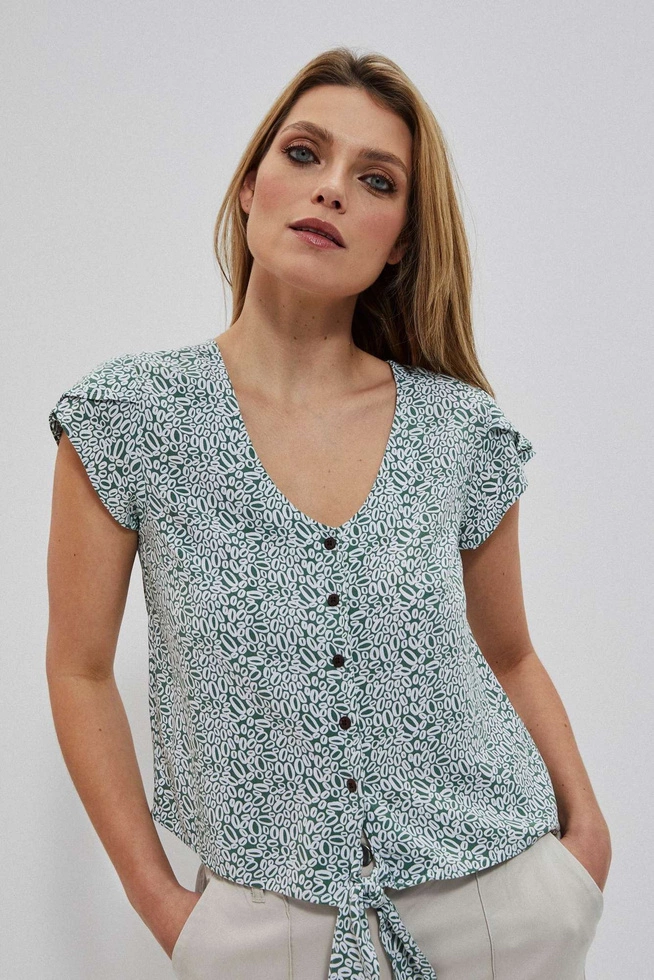 Bluzka koszulowa we wzory seledynowa