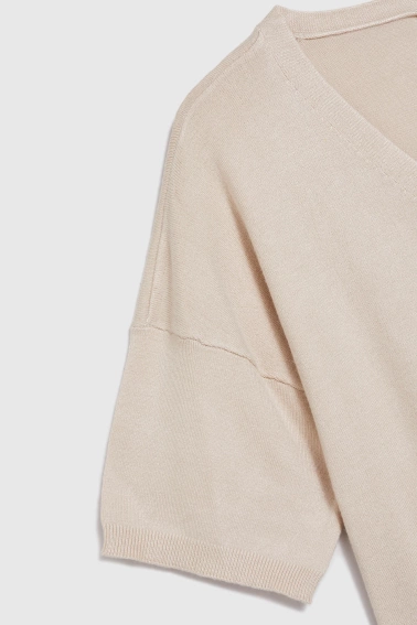 Sweter z krótkimi rękawami beżowy