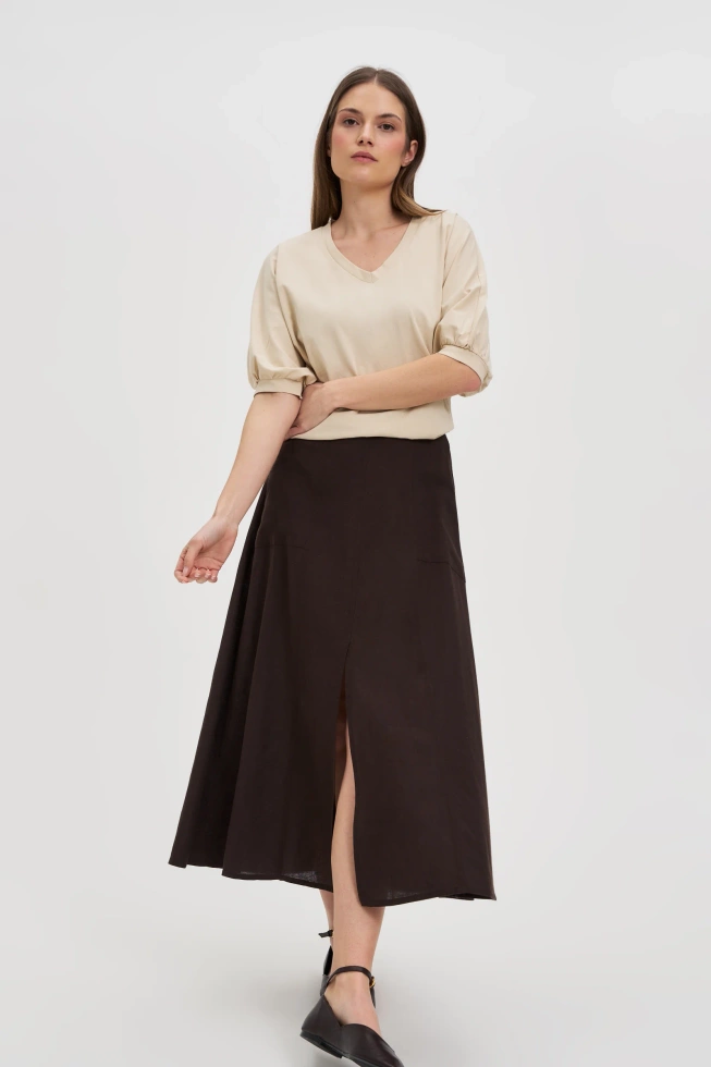 Bawełniana bluzka oversize beżowa