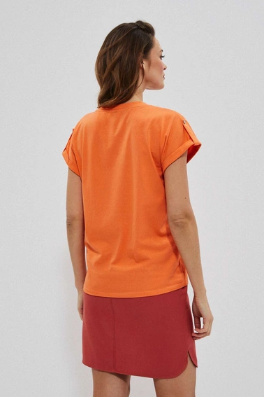 Bawełniana bluzka z dekoltem w serek łososiowa