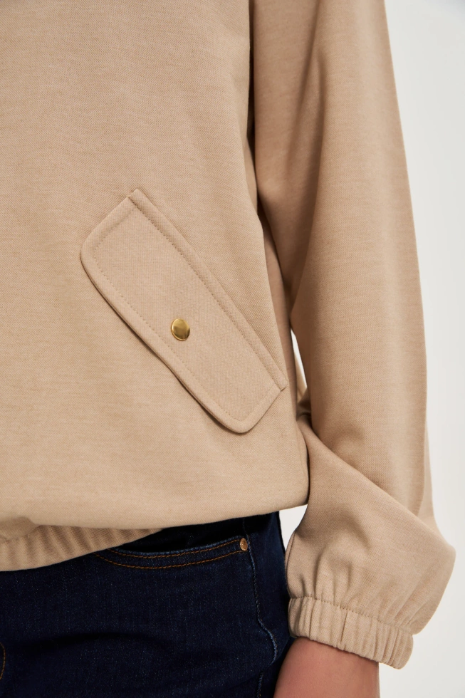 Bluza zapinana na zamek beżowa