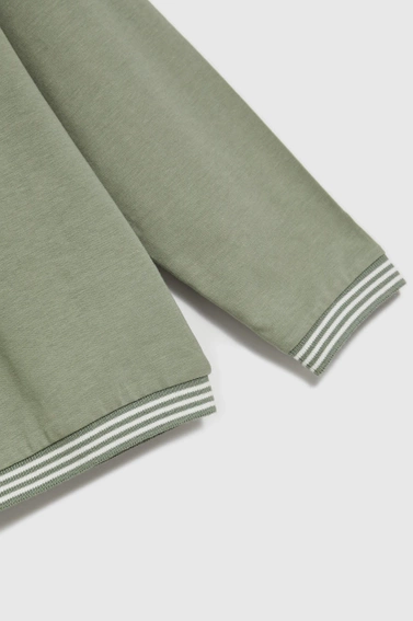 Bawełniana bluzka z długimi rękawami oliwkowa