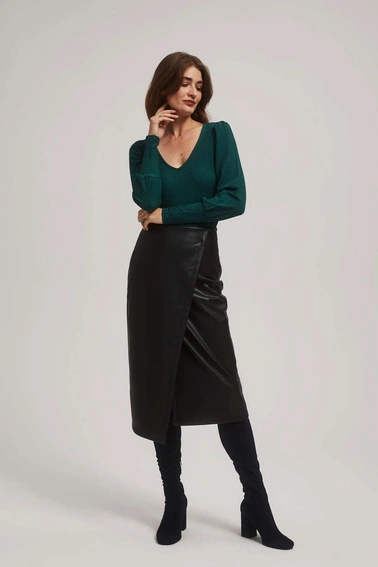 Bluzka z dekoltem w serek szmaragdowa