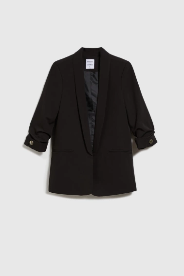 Marynarka z marszczonymi rękawami 3/4 czarna