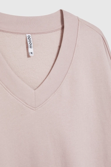 Bluza z dekoltem w serek i długimi rękawami różowa