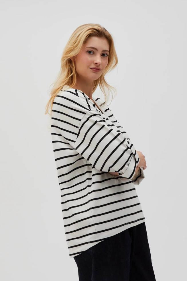 Bluza oversize w paski biało-czarna