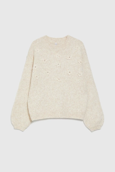 Sweter z aplikacją beżowy