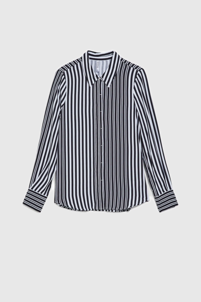 Koszula w paski z długimi rękawami czarna