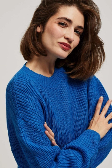 Sweter z okrągłym dekoltem lazurowy