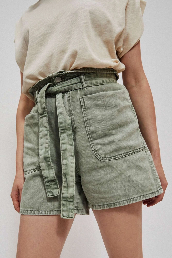 Jeansowe spodenki typu paperbag czekoladowe