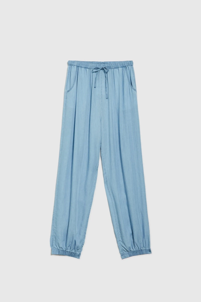 Spodnie z lyocell błękitne