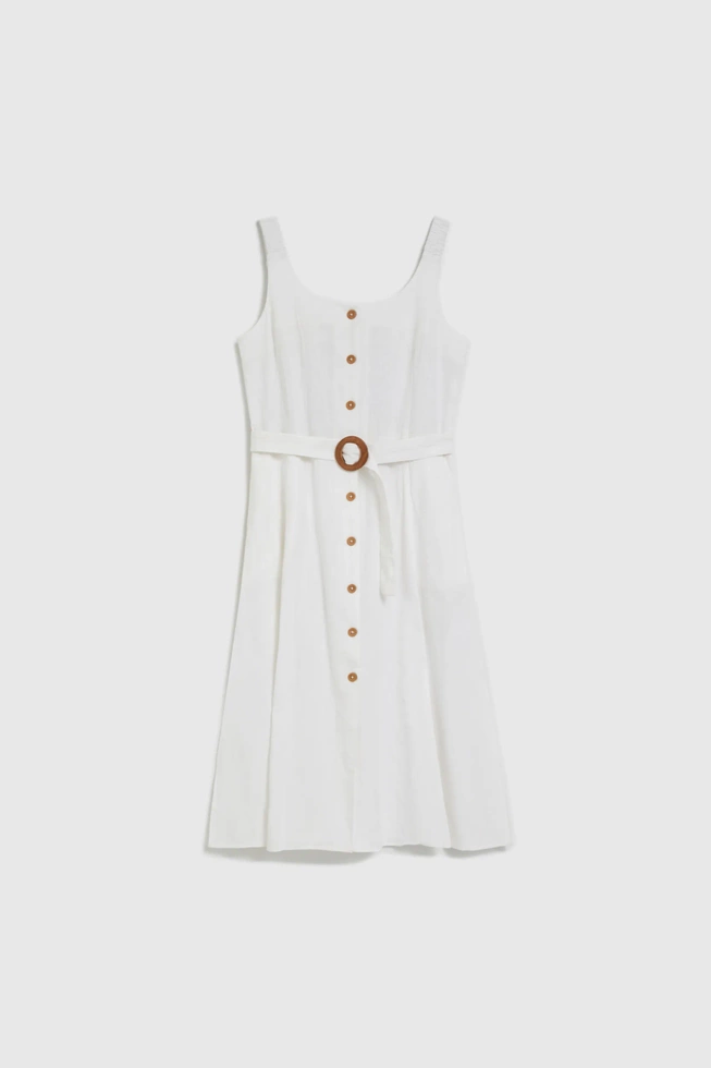 Wiskozowa sukienka z paskiemi biała