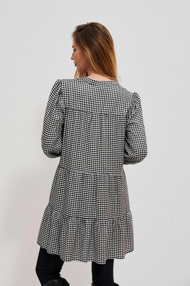 Koszula z falbaną biało czarna