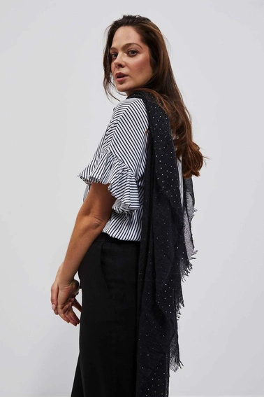 Szal z drobnym metalicznym nadrukiem czarny