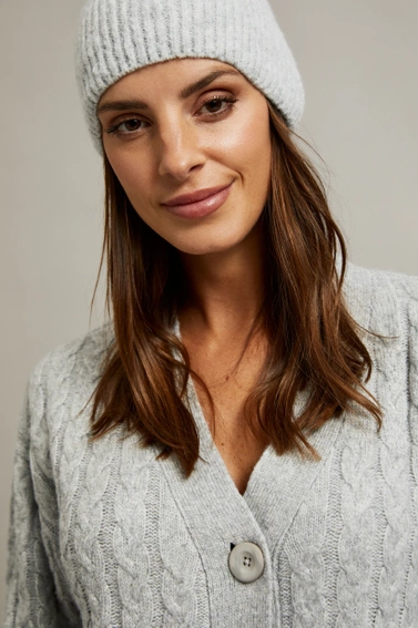 Kardigan z ozdobnym splotem szary