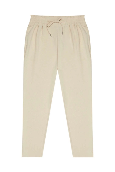 Gładkie spodnie z wiązaniem piaskowe