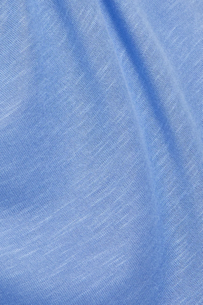 Gładka bluzka z okrągłym dekoltem błękitna