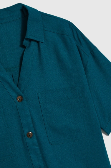 Koszula z wiskozy i lnu zielona