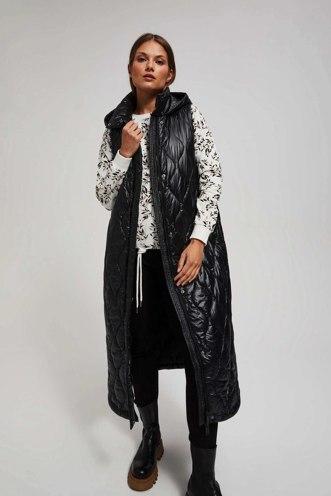 Długa kamizelka z kapturem