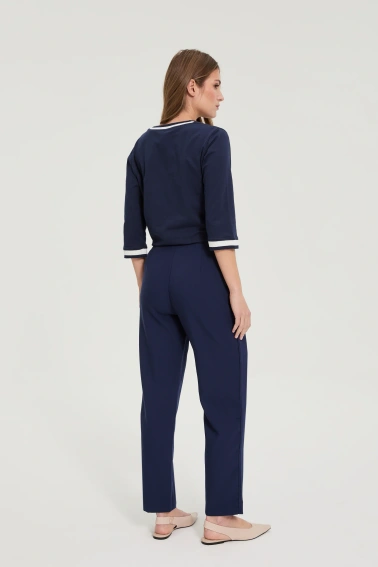 Gładkie spodnie granatowe