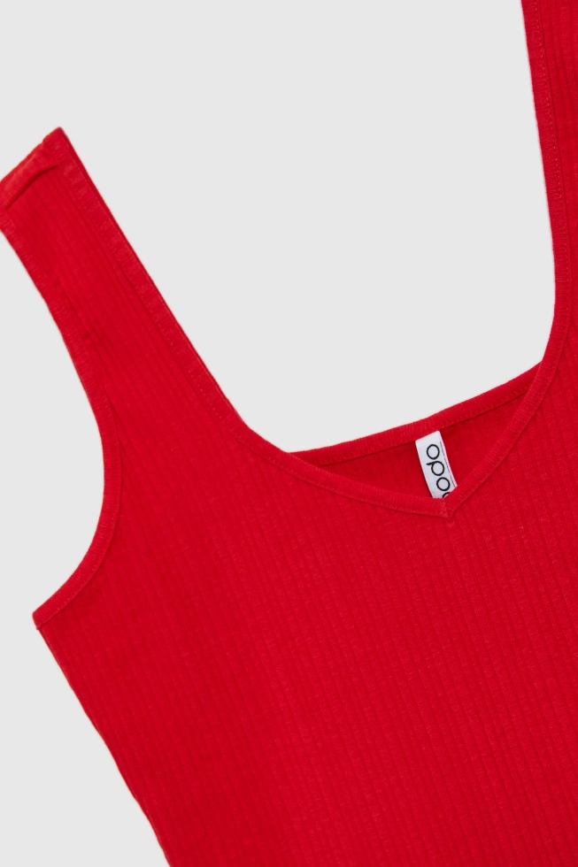 Prążkowany top czerwony