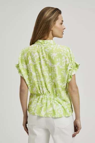Koszula z marszczeniem na rękawach zielona