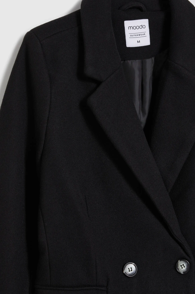 Dwurzędowy płaszcz czarny