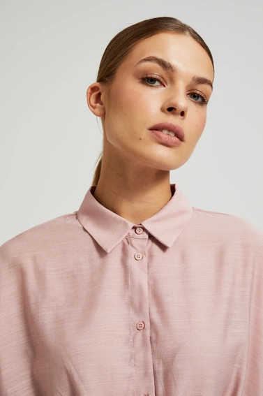Koszula z asymetrycznym dołem różowa
