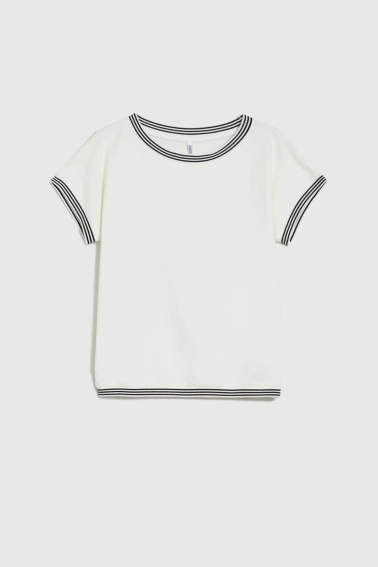 Bawełniana bluzka z krótkimi rękawami biała