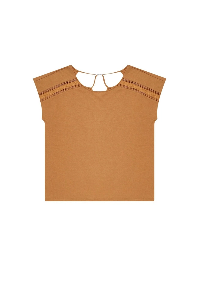 Bluzka z ażurowym zdobieniem miodowa