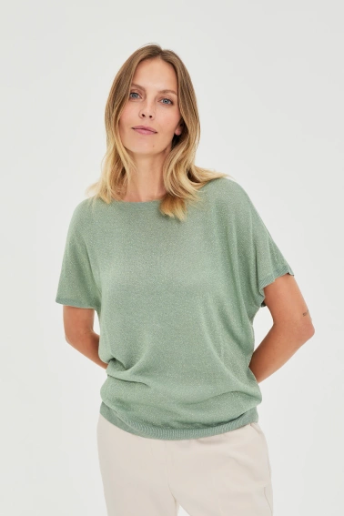 Wiskozowy sweter oliwkowy