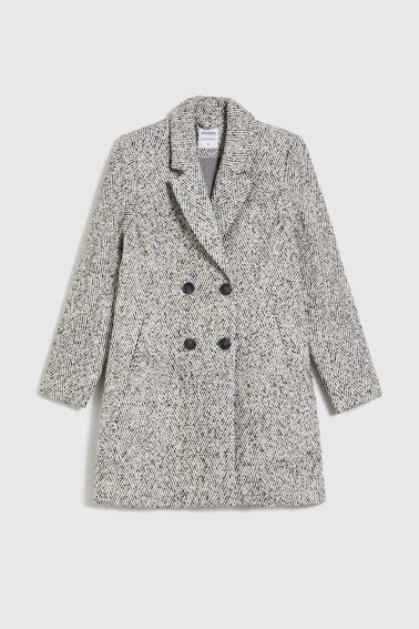 Płaszcz w jodełkę szary