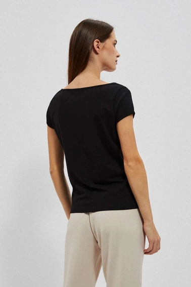 Dopasowany gładki t-shirt czarny