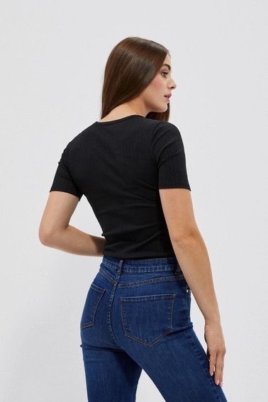 Bluzka z okrągłym dekoltem i guzikami