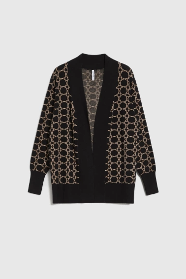 Kardigan w geometryczny wzór czarny