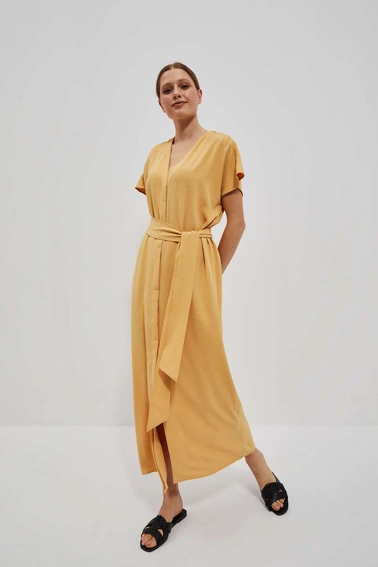 Sukienka maxi z wiązaniem w talii herbaciana