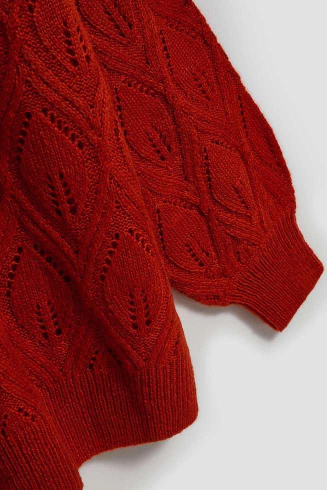 Ażurowy sweter pomarańczowy
