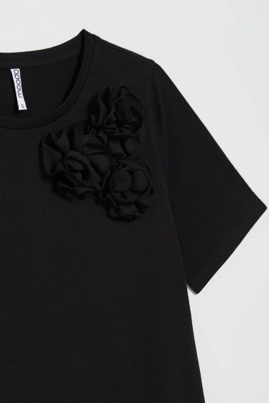 Bawełniana bluzka z aplikacją czarna