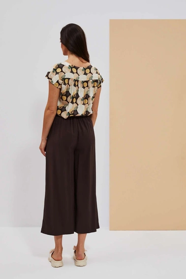 Spodnie kuloty z guzikami ciemnobrązowe