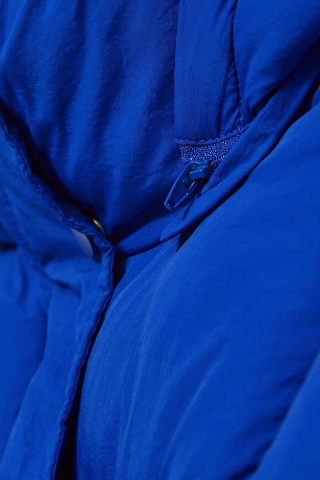 Krótka pikowana kurtka z kapturem ciemnoniebieska