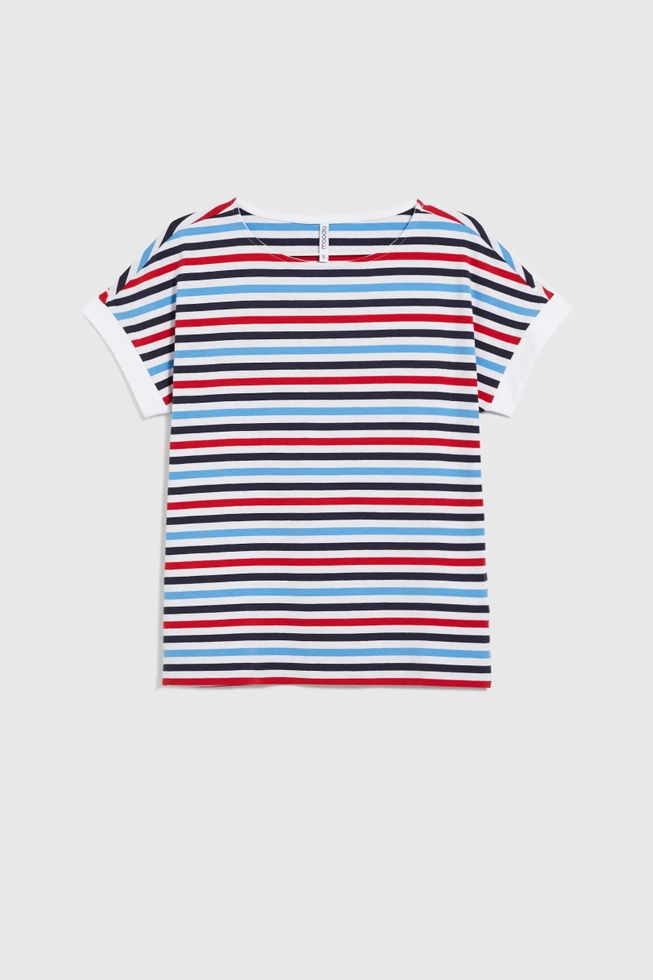 T-shirt w paski granatowy